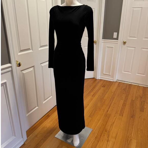 Significant Other Bambi Long Sleeve Cut Out Back Ruched Black Maxi Dress Size 4 - Picture 3 of 15